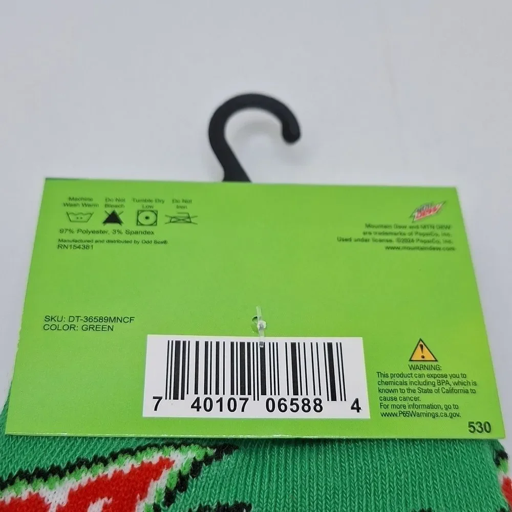 Mountain Dew crew socks soda novelty graphic accessory